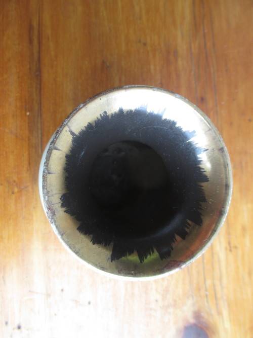 Lovely Vintage Light Green Bubbble Flower Vase. Gold Rim. 140mm high,