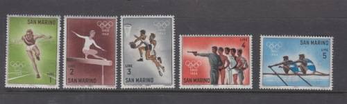 SAN MARINO 1964 Very Fine MNH Stamps 1 - 5 lire `18th Olympic Games Tokyo