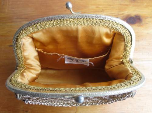 Vintage Evening Bag. Gold Color. Excellent Condition, Handmade in Italy. 200mmx170mm.