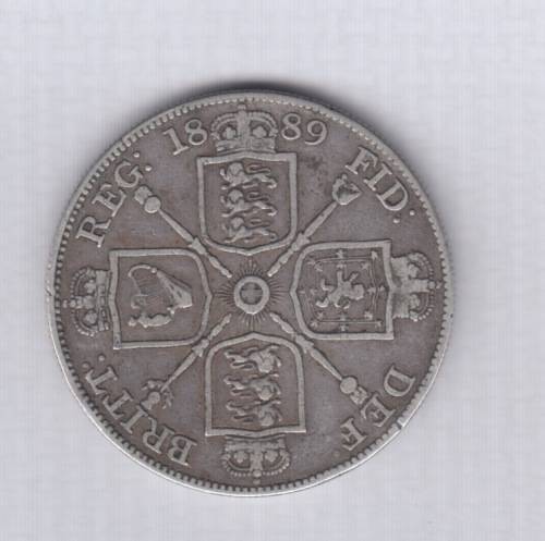 1889 Queen Victoria British Silver Double Florin