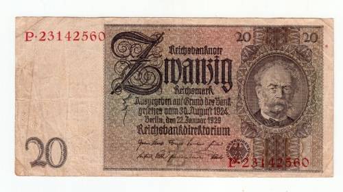 1923 Twenty Reichsmark Note