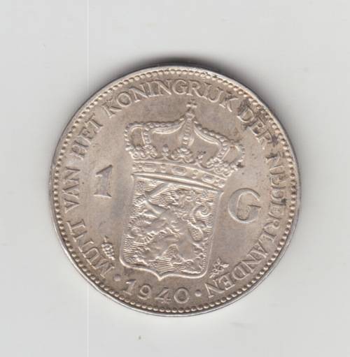 1940 Netherlands Wilhelmina I Silver Gulden
