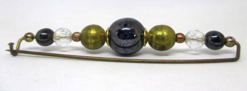 Very Classy Vintage Brooch/Scarf/Hat pin. Beads and Copper. 70mm.