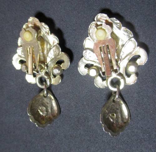 Large Vintage Costume Clip on Earrings. As per photo.