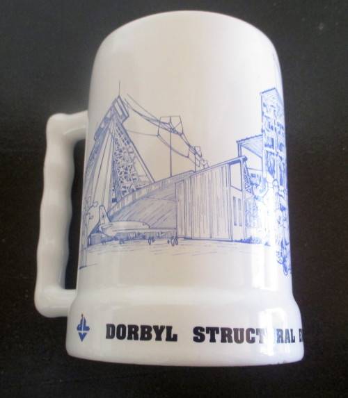 Dorbyl Construction Engineering Porcelain Beer tankard. Bell Ware, South Africa. 130mm high