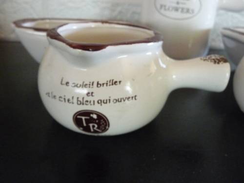 Set of Five Ceramic Decor Planters. French Home Theme. Unique