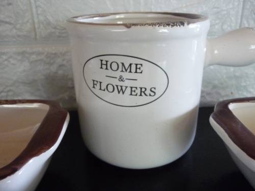 Set of Five Ceramic Decor Planters. French Home Theme. Unique