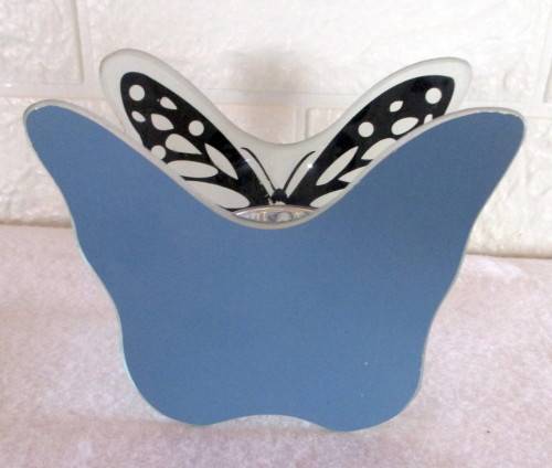 Butterfly Glass Tea Light Candle. 100mm high.