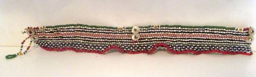 Vintage African Zulu beaded choker with Mother of Pearl buttons. Vibrant colors. Choker 300mm.