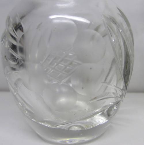 Two Pretty `Rose-Cut` Crystal Bud Vases. No Chips. 85mm high.