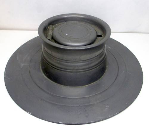 Antique Large Pewter Capstan Inkwell with ceramic ink pot. 18cm dia.