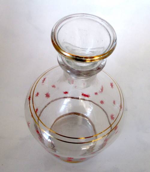 Retro Glass Decanter, 1950s carafe, stat pattern, mid century. 185mm high