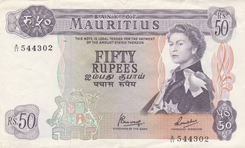 50 Rupees MAURITIUS 1967 Banknote