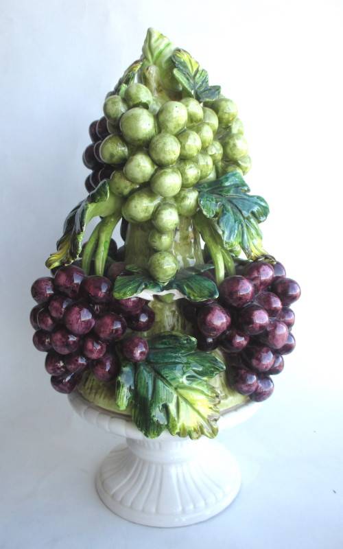 Vintage Original Arnart Creations Sorrento Grapes Leaves Topiary Statue Japan. Marked and Numbered.