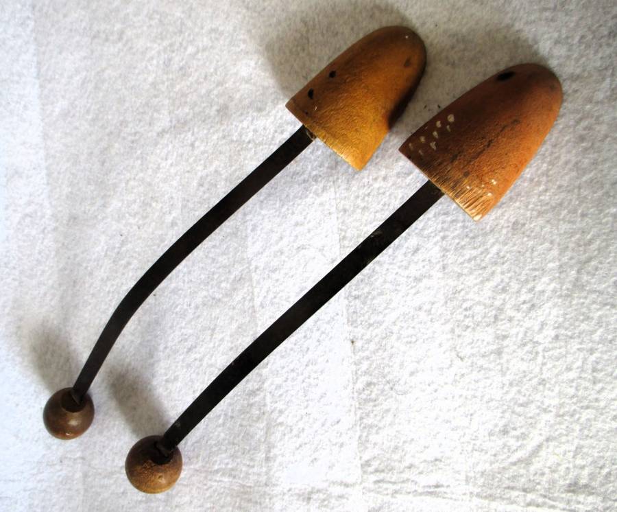 Antique Pair of SHOE STRETCHER Wood/Flex Metal Natural Vintage Accessories. 280mm long