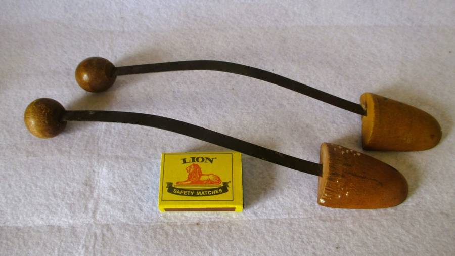 Antique Pair of SHOE STRETCHER Wood/Flex Metal Natural Vintage Accessories. 280mm long