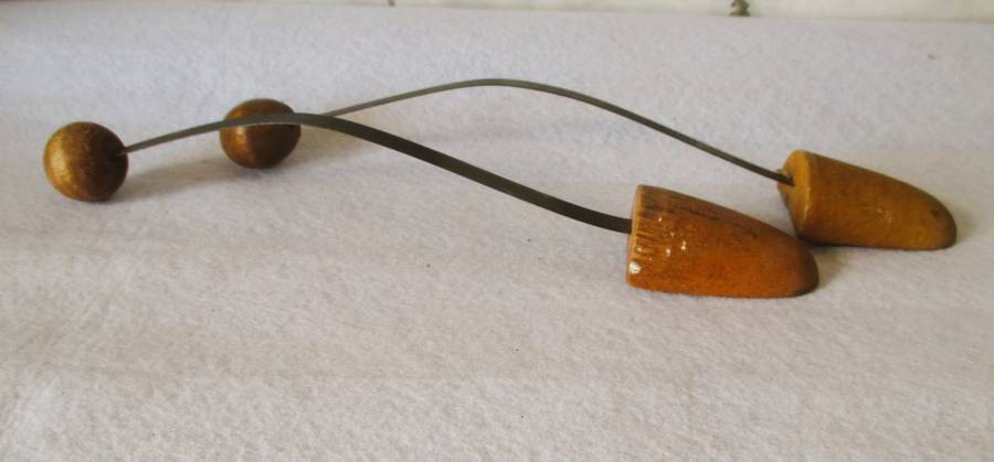 Antique Pair of SHOE STRETCHER Wood/Flex Metal Natural Vintage Accessories. 280mm long
