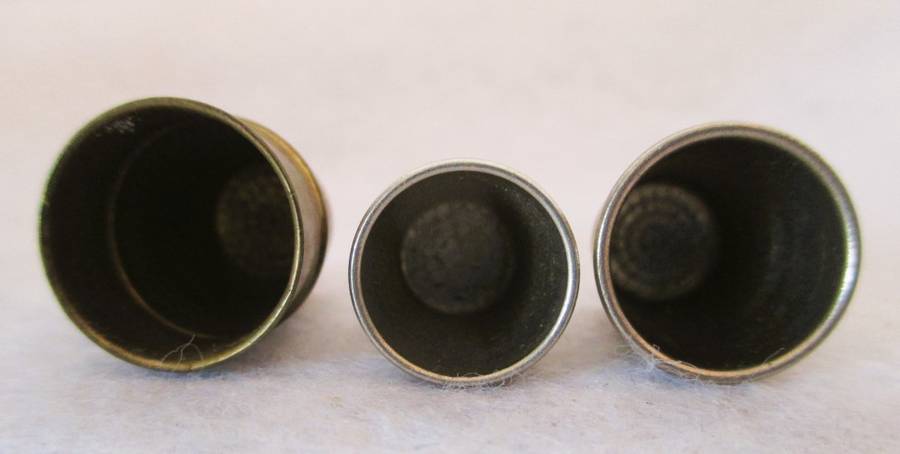 Lot of 3 Vintage Thimbles, No 5 and 7. Copper one unnumbered.