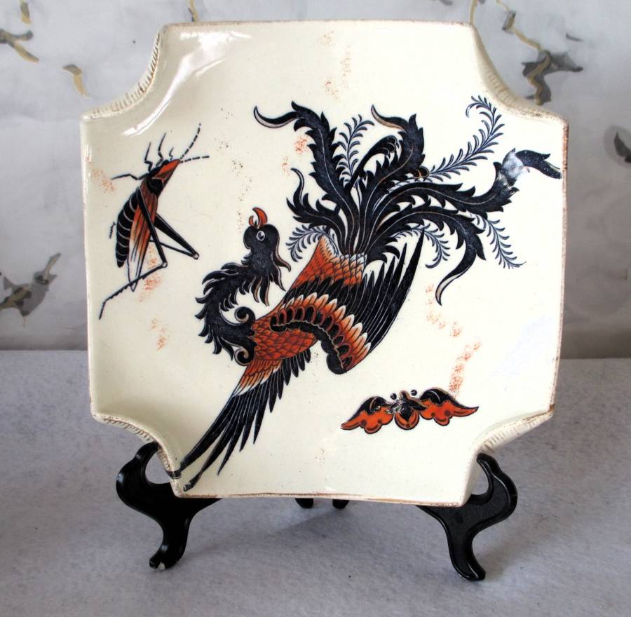 Antique Keller Guerin K & G Luneville French Oriental Phoenix Plate, Made in France. 175mm.