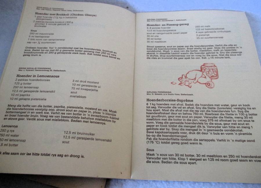 Lot of 2 Vintage Stellenbosch se Kombuis Recipe books. Vis en Vleis resepte.