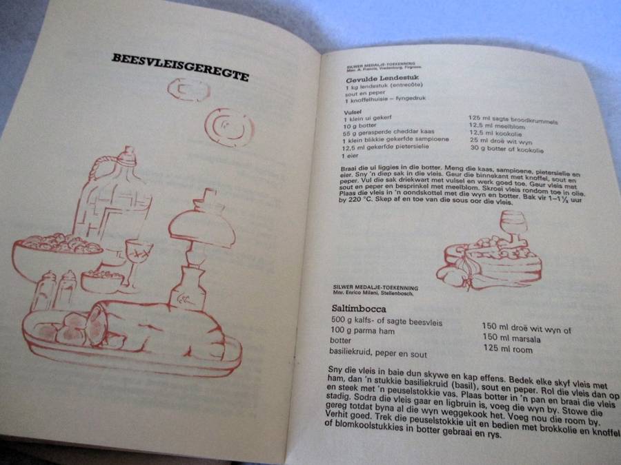 Lot of 2 Vintage Stellenbosch se Kombuis Recipe books. Vis en Vleis resepte.