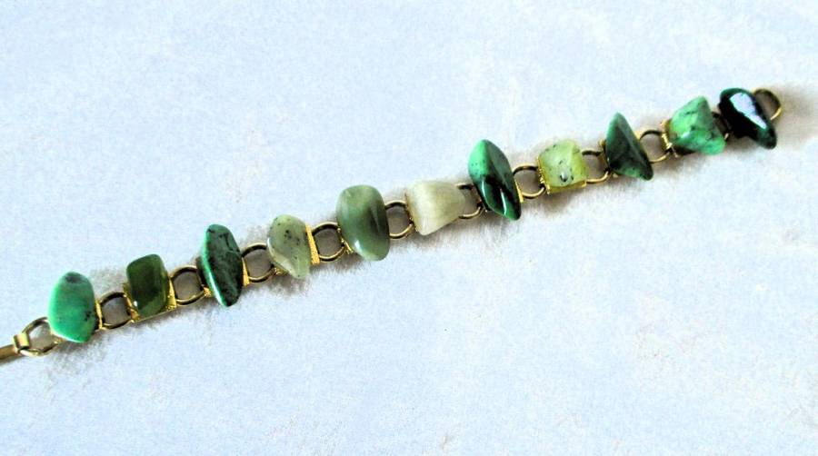 Vintage Green Jade?? Raw Bracelet with sturdy clip. 180mm long.