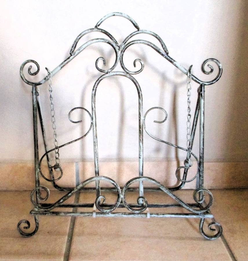 Antique Grey Steel Cook Book Stand 45cm x 33cm x 44cm Book not included.