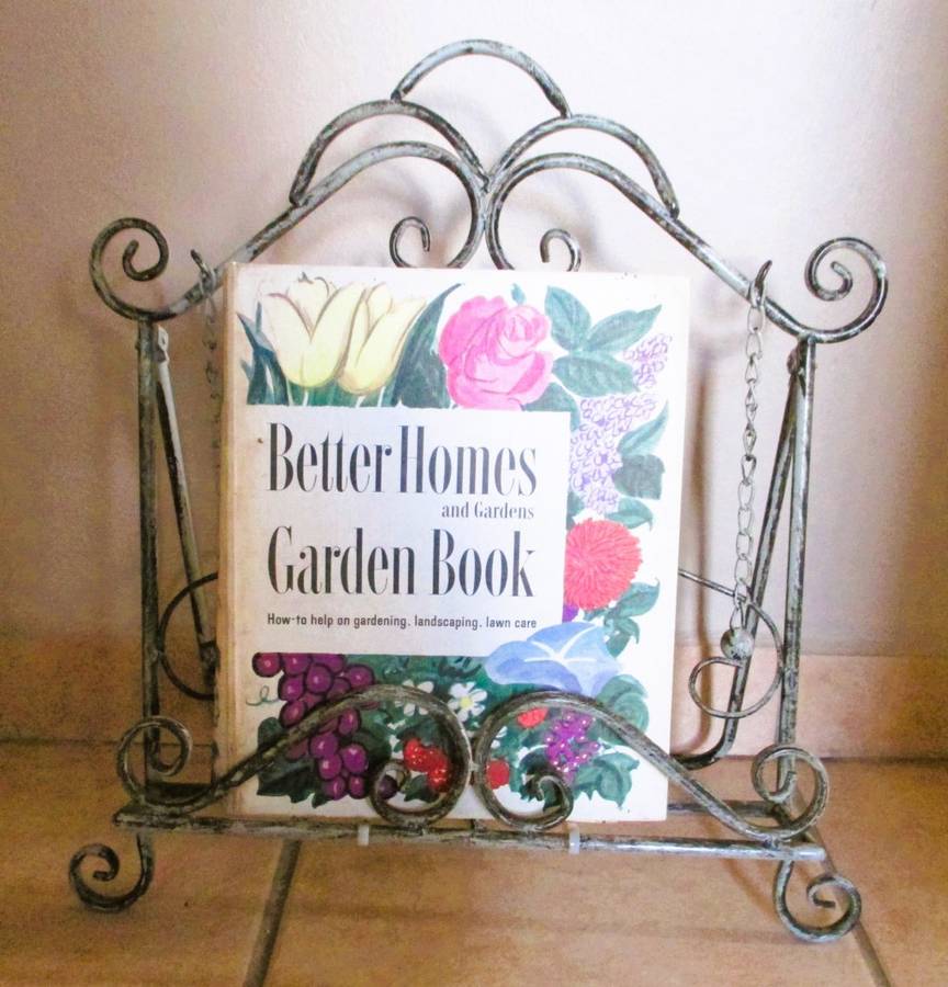 Antique Grey Steel Cook Book Stand 45cm x 33cm x 44cm Book not included.