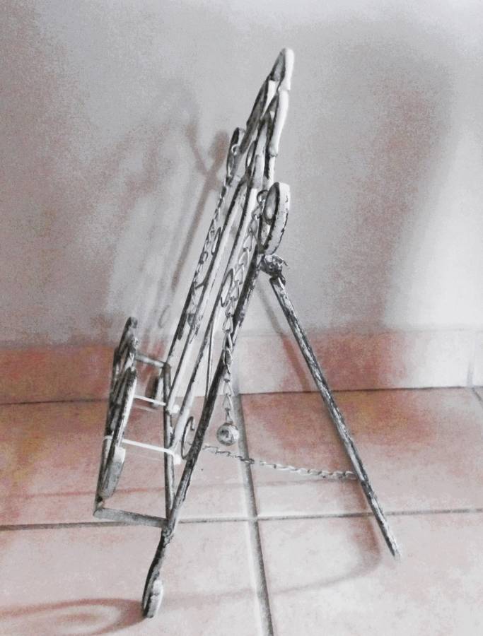 Antique Grey Steel Cook Book Stand 45cm x 33cm x 44cm Book not included.