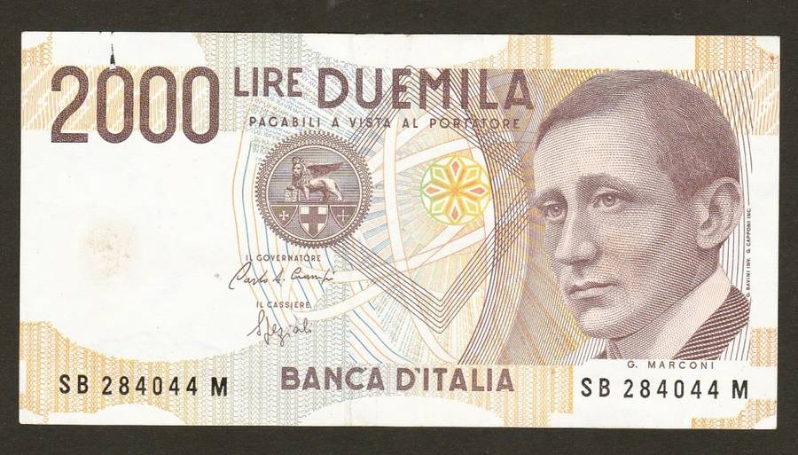 Italy 2000 Lire, 1990 Bank Note