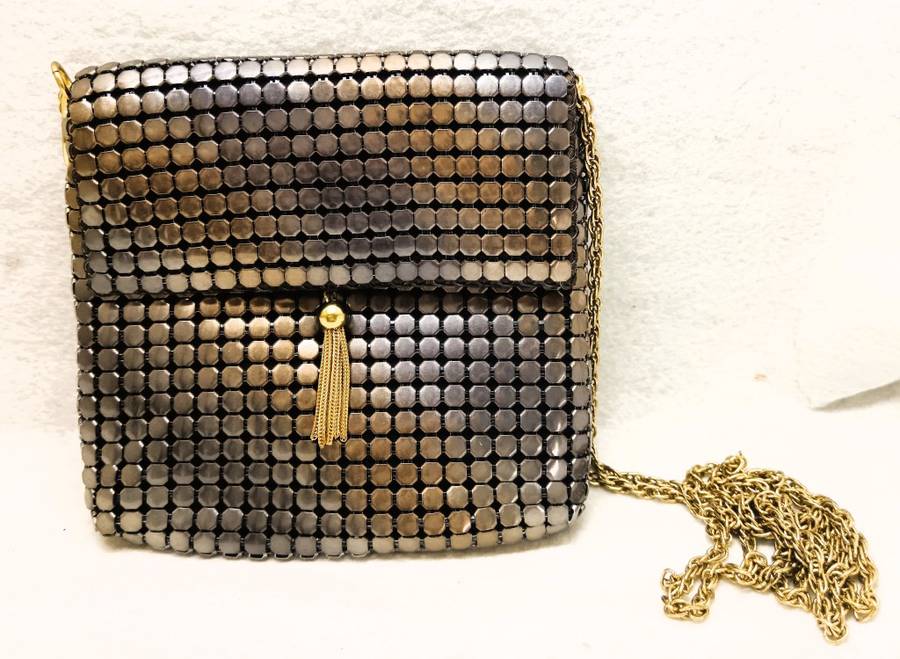 Vintage Metal color Mesh Art Deco Mini Evening Clutch Shoulder Bag. 140x140mm Spotless