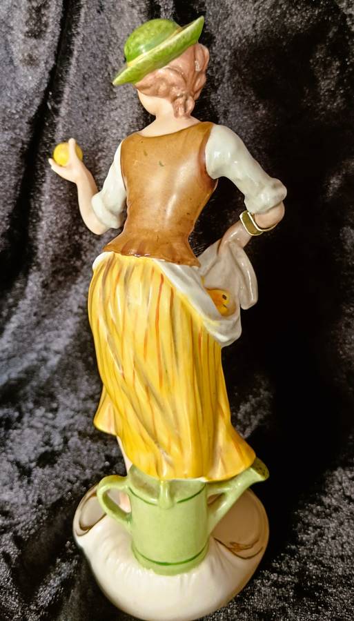 Vintage 1969 Goebel Hummel West Germany figurine of lady picking fruits German painted. 200mm high.
