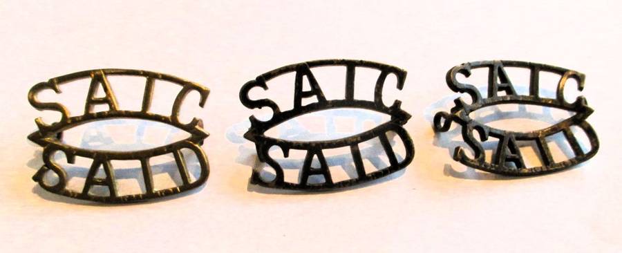 South Africa Instructional Corps  Blackened Brass Shoulder Title