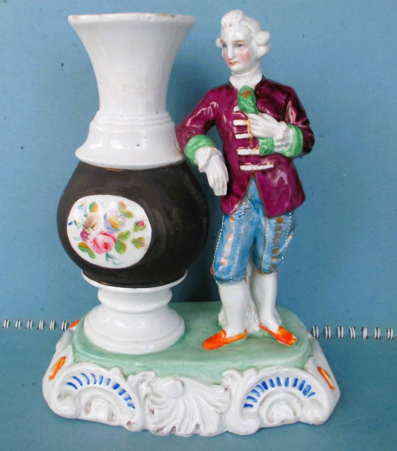 Antique Staffordshire Porcelain Victorian Figure with Vase. No Chips or cracks. 22x17cm