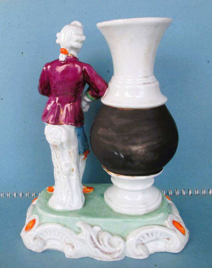 Antique Staffordshire Porcelain Victorian Figure with Vase. No Chips or cracks. 22x17cm