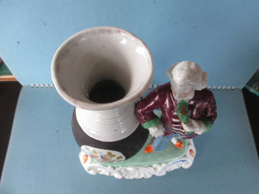 Antique Staffordshire Porcelain Victorian Figure with Vase. No Chips or cracks. 22x17cm
