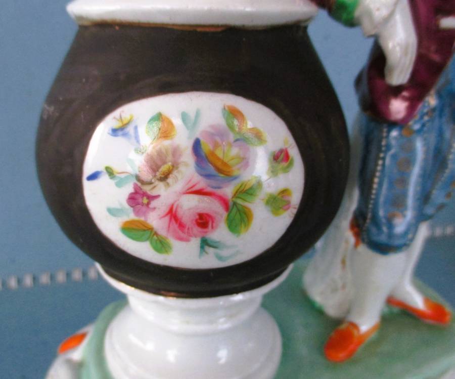 Antique Staffordshire Porcelain Victorian Figure with Vase. No Chips or cracks. 22x17cm