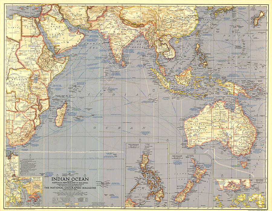 National Geographic 1941 Indian Ocean Map