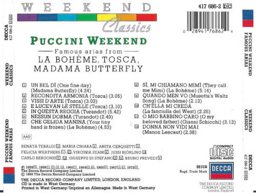 Puccini Weekend - Famous Arias From - La Bohème,Tosca,Madame Butterfly (CD)