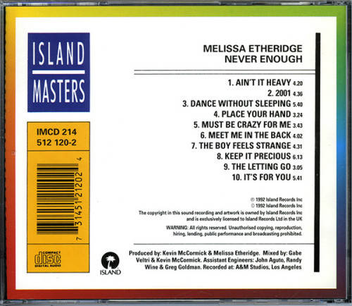 Melissa Etheridge - Never Enough (CD)