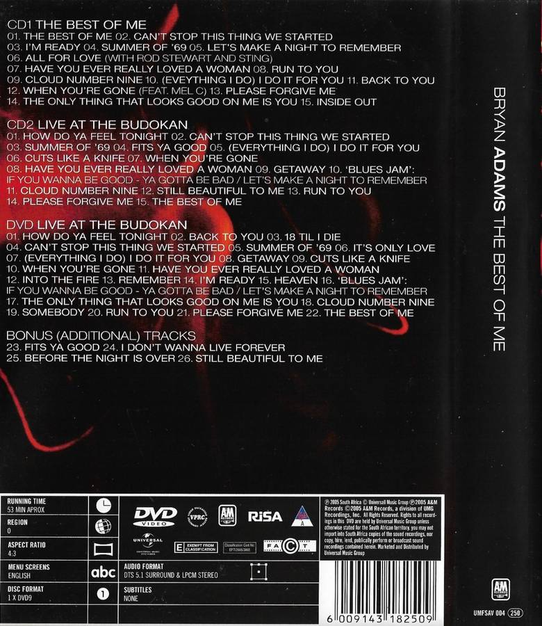 Bryan Adams - The Best Of Me (Double CD and DVD)