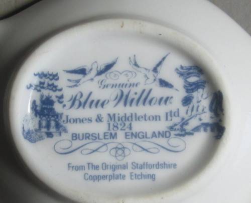 BLUE WILLOW TEA BAG HOLDER by JONES & MIDDELETON, ENGLAND
