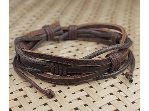 New Earthy Brown Tribal-Ethnic-Surfer-Handcraft-Unisex Leather and Hemp Cuff Bracelet