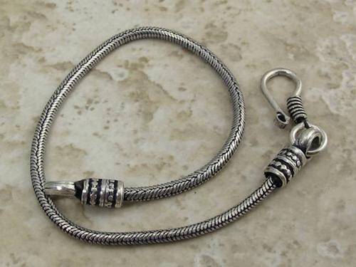 New Thin Rustic Bali Style Unisex Handcrafted  Silver Bracelet