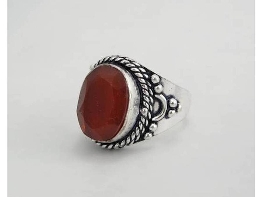 New Vintage Style Orange Crystal solitaire Handcrafted Ring size 9