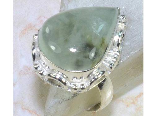 Dreamy Prehnite Handcrafted Silver Ring Size 9