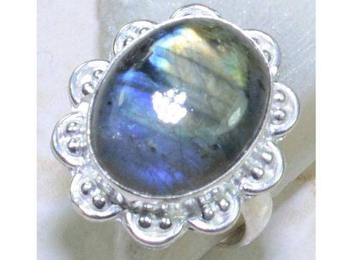 Electric Blue Fire Labradorite Handcrafted Silver Ring Size 9.5