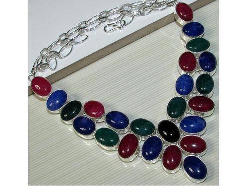 Magical Muli Coloured Gemstone Handcrafted Silver Fashion Necklace