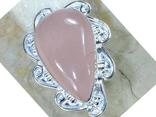Romantic Rose Quartz Handcrafted Silver Fashion Ring Size 8.5