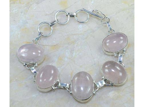Romantic Rose Quartz Handcrafted Silver Fashion Bracelet